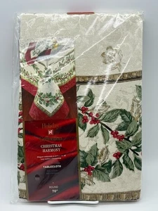 Linens-n-Things Holiday Collection Christmas Harmony Tablecloth Round 70" New - Picture 1 of 5