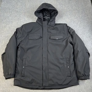 Snap On Jacket Mens XL Black Adams Padded Workwear Quilt Lined Hooded Flag - Picture 1 of 18
