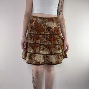 Y2K vintage corduroy tiered paisley midi skirt - Picture 1 of 8