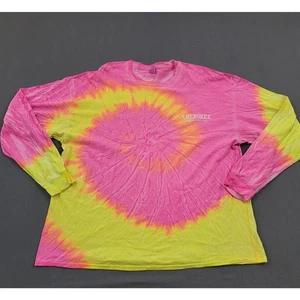 Cherokee North Carolina Shirt Mens 2XL Long Sleeve Tie Dye Knit Pullover Pink * - Picture 1 of 16