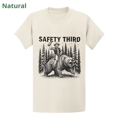 Safety Third Grizzly Bear T-Shirt - Funny Yellowstone Park Tee - Image 1 of 4