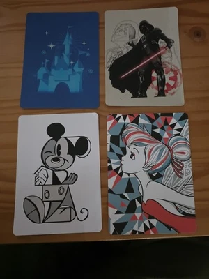 Juego de 4 postales redondeadas de obras de arte Walt Disney Rewards edición especial - Mickey Foto 1 de 4