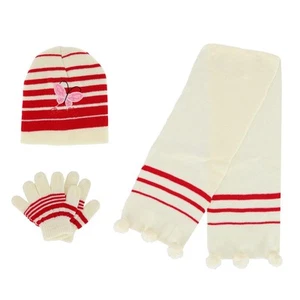 Heat Trendz Girl's One Size Fits Most Stripe Butterfly Hat Gloves and Scarf - Picture 1 of 4