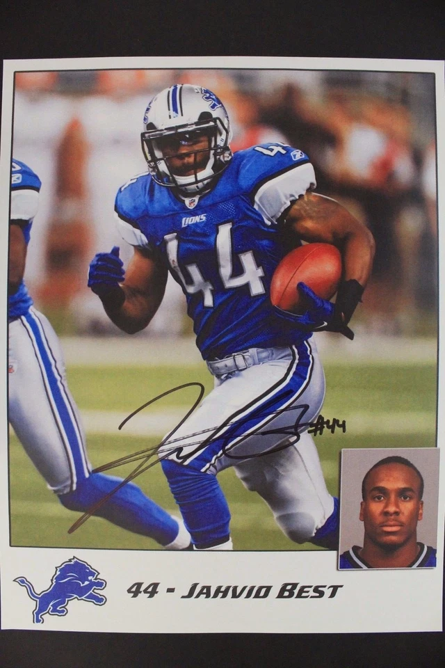 Foto firmada por el equipo autografiada de Jahvid Best Detroit Lions Cal emitida 8,5x11 17G  Foto 1 de 3
