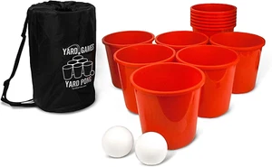 Giant Yard Pong with Durable Buckets and Balls Including High Strength Carrying - Picture 1 of 12