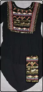 Women's HD In Paris Embellished Pattern Blouse Sheer Lined Ruffle Viscose Sz. 0 - Picture 1 of 10