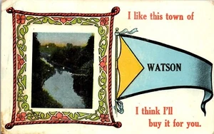 Vintage Postcard I like this town I'll buy for You Watson Banner Pennant - Picture 1 of 4