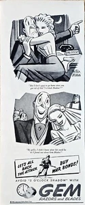 1944-WWII-Vintage Print Ad-GEM RAZOR and BLADES-Buy War Bonds-President-VTG - Picture 1 of 2