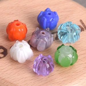 5 Stück 12mm-13mmm Rund Blütenknospe Handgefertigt Lampwork Glas Lose Perlen - Picture 1 of 15