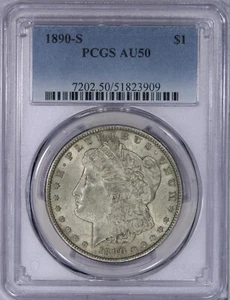 1890-S Morgan Silver Dollar $1 PCGS AU50 - Sweet Original Coin! - Picture 1 of 4