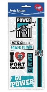 Imágenes oficiales del logotipo del equipo AFL Port Adelaide Power novedad tatuajes temporales niños - Imagen 1 de 1