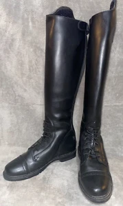 NEW TUFFRIDER WOMENS 8 REGULAR BLACK ZIP ENGLISH FIELD BOOTS #3052 - Picture 1 of 10