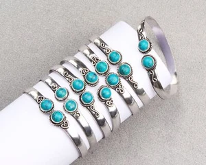 Pulsera 5 piezas Cristales Howlite Azules Superposición de Plata Joyería Hecha a Mano CB-001 - Imagen 1 de 1
