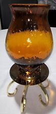 Vintage, 1950s amber glass and brass finish candle stand, excellent condition 