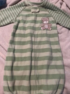 Carter’s Baby Boys Girls Fleece Pajama Sleep Bag Sack Green Bear Gender Neutral - Image 1 of 4