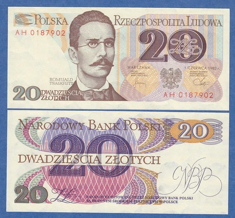 Poland 20 Zlotych P 149 1982 UNC Polska Cover