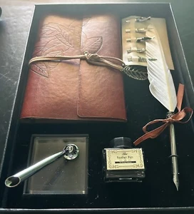 Leather Bound Journal and Calligraphy Pen Set with Ink Pen Holder Various Tips - Picture 1 of 8