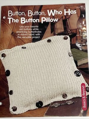 Button Button Who Has The Button Pillow Knitting Pattern House of White Birches - Image 1 of 4