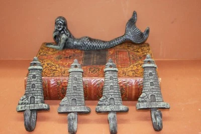 (5), Antique-look Mermaid Home Decor,Mermaid Shelf Figurine Lighthouse Wall Hook - Image 1 of 4