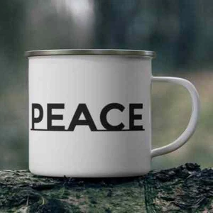 Enamel Camping Mug "Peace" 12oz - Picture 1 of 7