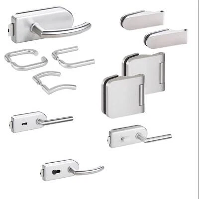 Glastürbeschlag Set OL/UV BB PZ WC Studio Office Schloss Bänder Türgriff rund - Bild 1 von 4