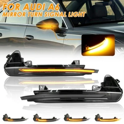 Luz intermitente LED dinámica intermitente espejo retrovisor lateral para Audi RS6 A6 S6 2012-2018 Foto 1 de 4