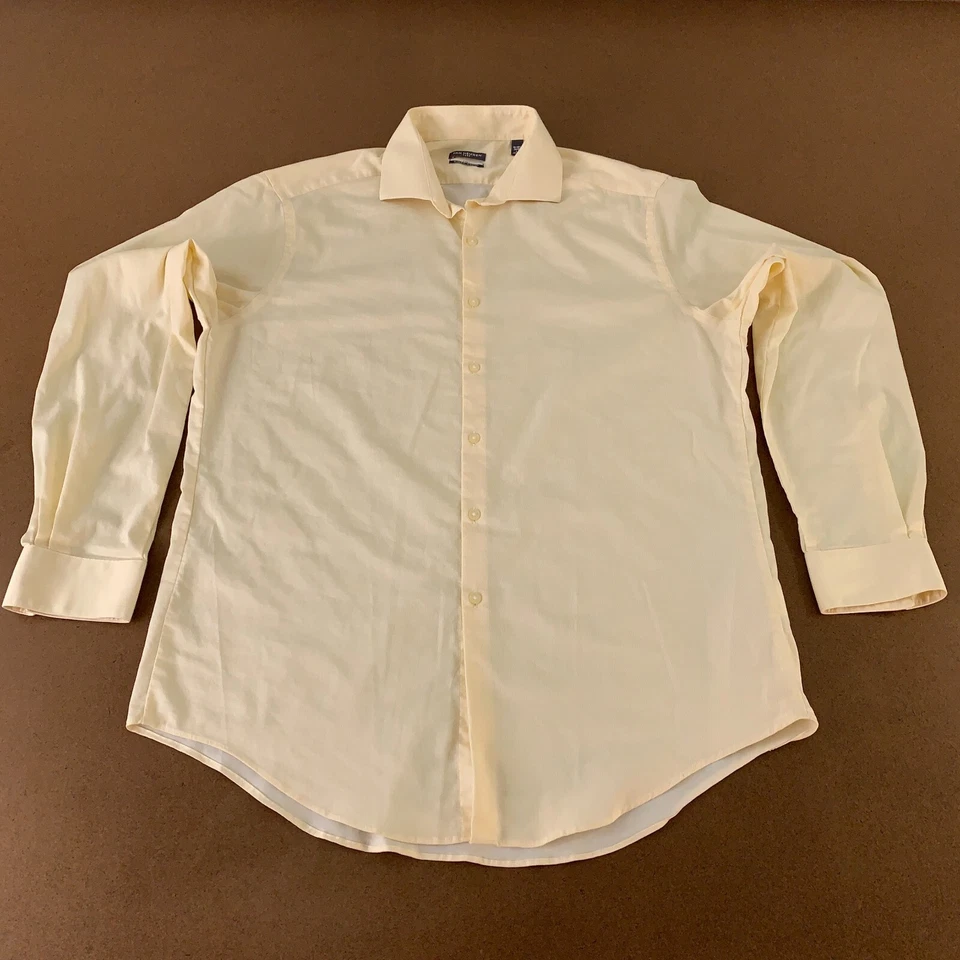 Van Heusen Flex мужской большой желтый в полоску Slim Fit длинным рукавом платье рубашка - Изображение 1 из 4