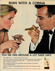 1964 Corina Cigars Smoking Wine Romance Couple Formal Magazine Vintage Print Ad