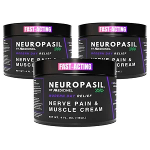 Neuropasil Nerve Pain Cream - Back, Feet, Joints, Muscle, Arthritis 4 Oz 3 Pack - Picture 1 of 16