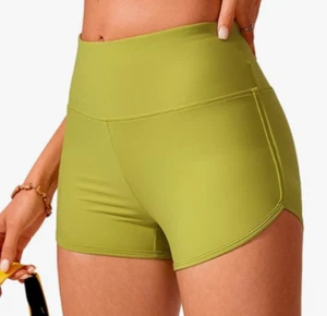 CRZ Yoga Verde 3” Mujer Pequeño Tabla de Natación Pantalones Cortos Traje de Baño Cintura Alta - Imagen 1 de 6