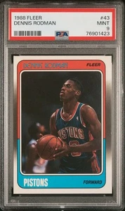1988-89 Fleer Dennis Rodman Rookie RC #43 PSA 9 HOF Detroit Pistons Basketball - Bild 1 von 2