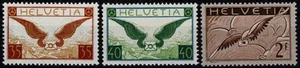 1929 Swiss Mail Airline Symbols Paper Ordinary 3 Val. Mlh MF130708 - Picture 1 of 2