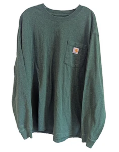Carhartt T-Shirt Herren XL Loose Fit Grün Langarm Tasche K126 Outdoor Arbeit - Bild 1 von 5
