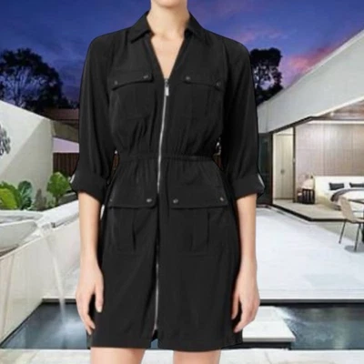 Alfani 18W black zip front utility roll tab sleeve dress    $80 retail - Image 1 of 4