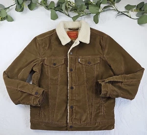 Chaqueta de Camionero Levi's Marrón Courdroy Sherpa Forrada de Vellón a Presión Para Hombre Talla M - Imagen 1 de 10