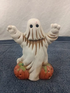 Hermitage Pottery Ceramic Ghost and Pumpkins Tea Light Burner Halloween Vintage - Picture 1 of 9