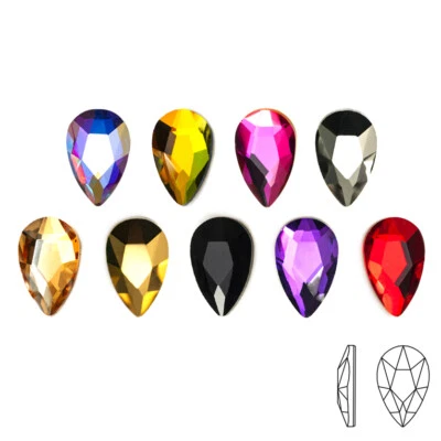 Arte en uñas 3D de moda coreana con diamantes de imitación pera respaldo plano piedras de cristal pixie Foto 1 de 4