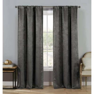 Duck River Steena Solid Blackout Window Curtain Panes 27''x 84'' Gray -Pair - Picture 1 of 7