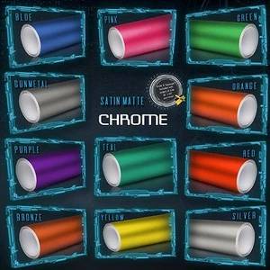 Satin Matte Chrome High Metallic Vinyl Film Wrap Sticker Bubble Free Air Release - Picture 1 of 19