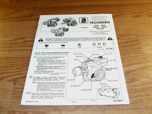 MINIBIKE DE COLECCIÓN MANUAL DE PROPIETARIOS TECUMSEH 6 PÁGINAS (REPRODUCCIÓN) - Imagen 1 de 2