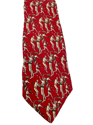 Corbata Salvatore Ferragamo Tenistas Sobre Fondo Rojo Foto 1 de 3