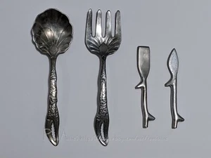 Arthur Court 1990 Aluminiumguss Karabiner Salat Servieren & Butterstreuer Set - Bild 1 von 11