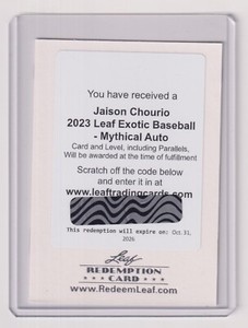 JAISON CHOURIO 2023 LEAF EXOTIC BASEBALL MYTHICAL AUTO AUTOGRAPH #D RARE L@@K