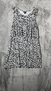 A.N.A. Vestido para mujer sin mangas tejido con volantes negro/blanco floral talla mediana - Imagen 1 de 6