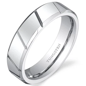 Unisex 6mm White Tungsten Wedding Band Ring Available in Sizes 5 to 13 - Picture 1 of 2