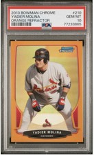 2013 YADIER MOLINA BOWMAN CHROME ORANGE REFRACTOR /25 PSA 10