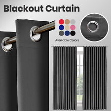 Thick Thermal Blackout Curtains Ready Made Eyelet Ring Top Curtain Pair Tiebacks