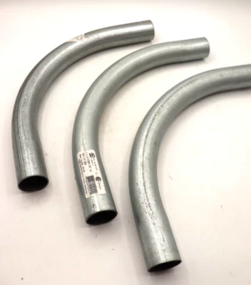 Cotovelo de conduíte 1-1/4", EMT, 90 graus htd. Radius, Galv. Aço, lote de 3 cotovelos - Imagem 1 de 4