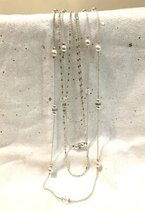 Liz Claiborne Four Strand Silver Tone Necklace with Bead Accents, 18 in. - Picture 1 of 4
