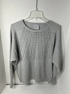 LIV MILANO sweater, Med, Grey Taupe  Sparkling Crystals Holiday Dressy - Bild 1 von 3